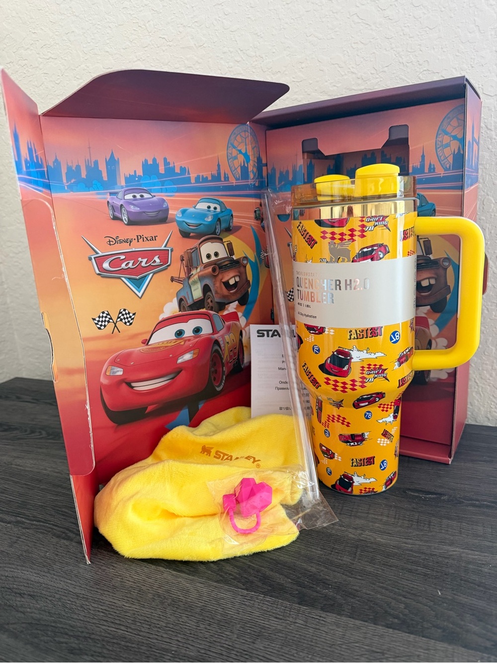 40oz Yellow Racing Car Tumbler Gift Set